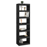 NNEVL Book Cabinet/Room Divider Black 60x30x199.5 cm Solid Wood Pine