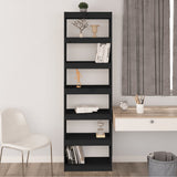 NNEVL Book Cabinet/Room Divider Black 60x30x199.5 cm Solid Wood Pine