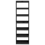 NNEVL Book Cabinet/Room Divider Black 60x30x199.5 cm Solid Wood Pine