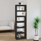 NNEVL Book Cabinet/Room Divider Black 60x30x199.5 cm Solid Wood Pine