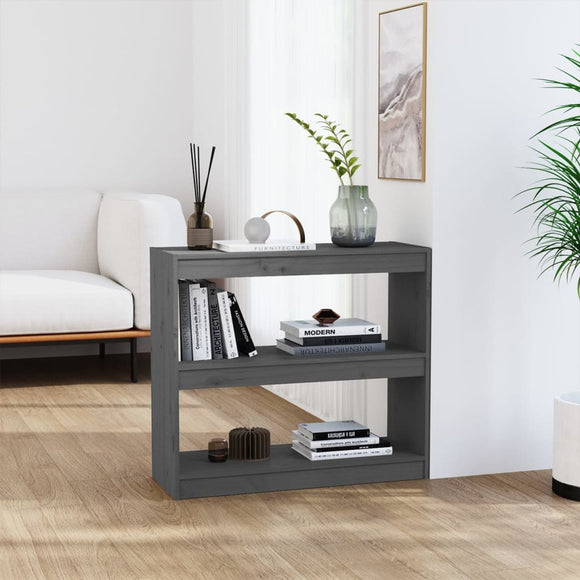 NNEVL Book Cabinet/Room Divider Grey 80x30x71.5 cm Solid Wood Pine