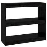 NNEVL Book Cabinet/Room Divider Black 80x30x71.5 cm Solid Wood Pine