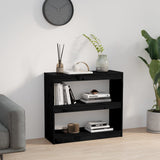 NNEVL Book Cabinet/Room Divider Black 80x30x71.5 cm Solid Wood Pine