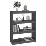 NNEVL Book Cabinet/Room Divider Grey 80x30x103.5 cm Solid Wood Pine