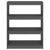 NNEVL Book Cabinet/Room Divider Grey 80x30x103.5 cm Solid Wood Pine
