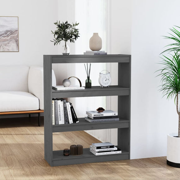 NNEVL Book Cabinet/Room Divider Grey 80x30x103.5 cm Solid Wood Pine