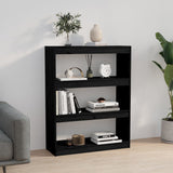 NNEVL Book Cabinet/Room Divider Black 80x30x103.5 cm Solid Wood Pine