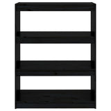 NNEVL Book Cabinet/Room Divider Black 80x30x103.5 cm Solid Wood Pine