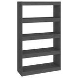 NNEVL Book Cabinet/Room Divider Grey 80x30x135.5 cm Solid Wood Pine