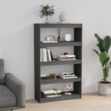 NNEVL Book Cabinet/Room Divider Grey 80x30x135.5 cm Solid Wood Pine