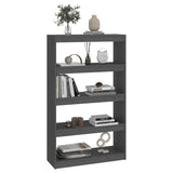 NNEVL Book Cabinet/Room Divider Grey 80x30x135.5 cm Solid Wood Pine
