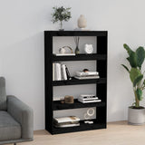 NNEVL Book Cabinet/Room Divider Black 80x30x135.5 cm Solid Wood Pine