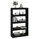 NNEVL Book Cabinet/Room Divider Black 80x30x135.5 cm Solid Wood Pine