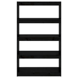 NNEVL Book Cabinet/Room Divider Black 80x30x135.5 cm Solid Wood Pine