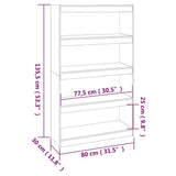 NNEVL Book Cabinet/Room Divider Black 80x30x135.5 cm Solid Wood Pine