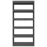 NNEVL Book Cabinet/Room Divider Grey 80x30x167.4 cm Solid Wood Pine