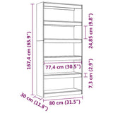 NNEVL Book Cabinet/Room Divider Grey 80x30x167.4 cm Solid Wood Pine