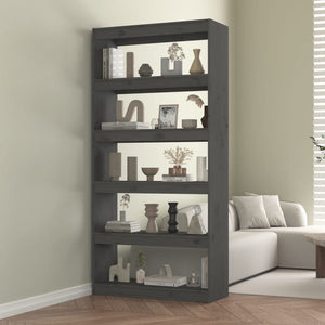 NNEVL Book Cabinet/Room Divider Grey 80x30x167.4 cm Solid Wood Pine