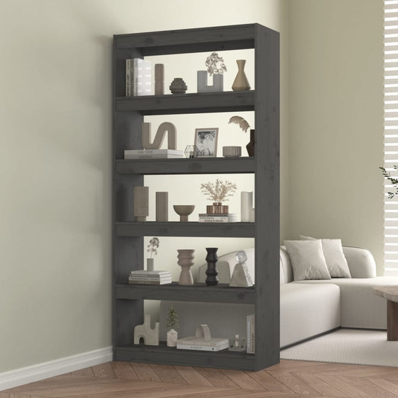NNEVL Book Cabinet/Room Divider Grey 80x30x167.4 cm Solid Wood Pine