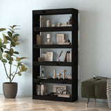 NNEVL Book Cabinet/Room Divider Black 80x30x167.4 cm Solid Wood Pine