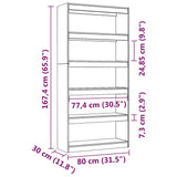 NNEVL Book Cabinet/Room Divider Black 80x30x167.4 cm Solid Wood Pine