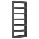 NNEVL Book Cabinet/Room Divider Grey 80x30x199.5 cm Solid Wood Pine
