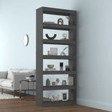 NNEVL Book Cabinet/Room Divider Grey 80x30x199.5 cm Solid Wood Pine