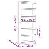 NNEVL Book Cabinet/Room Divider Grey 80x30x199.5 cm Solid Wood Pine