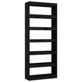 NNEVL Book Cabinet/Room Divider Black 80x30x199.5 cm Solid Wood Pine