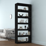 NNEVL Book Cabinet/Room Divider Black 80x30x199.5 cm Solid Wood Pine