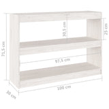 NNEVL Book Cabinet Room Divider White 100x30x71.5 cm Pinewood