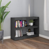 NNEVL Book Cabinet Room Divider Grey 100x30x71.5 cm Pinewood