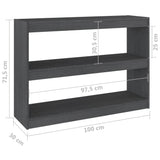 NNEVL Book Cabinet Room Divider Grey 100x30x71.5 cm Pinewood