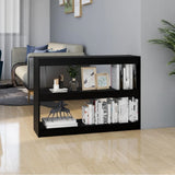 NNEVL Book Cabinet Room Divider Black 100x30x71.5 cm Pinewood