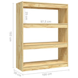 NNEVL Book Cabinet/Room Divider 100x30x103 cm Solid Pinewood