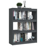 NNEVL Book Cabinet/Room Divider Grey 100x30x103 cm Solid Pinewood