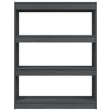 NNEVL Book Cabinet/Room Divider Grey 100x30x103 cm Solid Pinewood