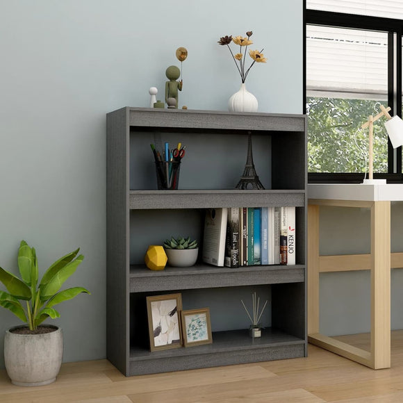 NNEVL Book Cabinet/Room Divider Grey 100x30x103 cm Solid Pinewood