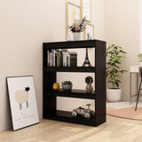 NNEVL Book Cabinet/Room Divider Black 100x30x103 cm Solid Pinewood