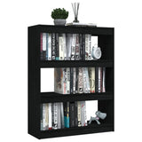 NNEVL Book Cabinet/Room Divider Black 100x30x103 cm Solid Pinewood