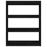 NNEVL Book Cabinet/Room Divider Black 100x30x103 cm Solid Pinewood