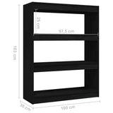 NNEVL Book Cabinet/Room Divider Black 100x30x103 cm Solid Pinewood