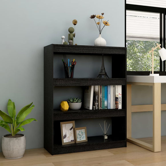 NNEVL Book Cabinet/Room Divider Black 100x30x103 cm Solid Pinewood