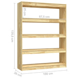NNEVL Book Cabinet/Room Divider 100x30x135.5 cm Solid Pinewood
