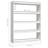 NNEVL Book Cabinet/Room Divider White 100x30x135.5 cm Solid Pinewood