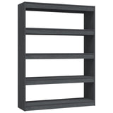 NNEVL Book Cabinet/Room Divider Grey 100x30x135.5 cm Solid Pinewood