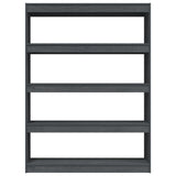 NNEVL Book Cabinet/Room Divider Grey 100x30x135.5 cm Solid Pinewood