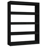 NNEVL Book Cabinet/Room Divider Black 100x30x135.5 cm Solid Pinewood