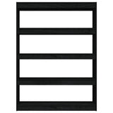 NNEVL Book Cabinet/Room Divider Black 100x30x135.5 cm Solid Pinewood