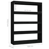 NNEVL Book Cabinet/Room Divider Black 100x30x135.5 cm Solid Pinewood